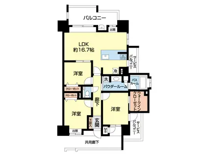 アクタス籠町グランミライ(3LDK/10階)の間取り写真