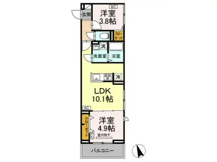 セレスティア池袋立教通(2LDK/2階)の間取り写真