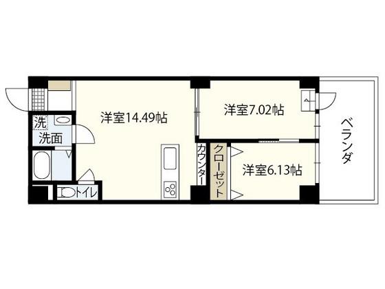 ネットビル10(2LDK/2階)の間取り写真