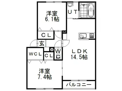 シルスII(2LDK/2階)の間取り写真