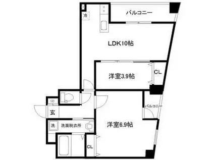 ルミエール長町(2LDK/2階)の間取り写真