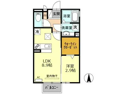 カーサ フェリーチェ(1LDK/1階)の間取り写真