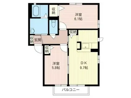 ベル・ドミールA(2LDK/2階)の間取り写真