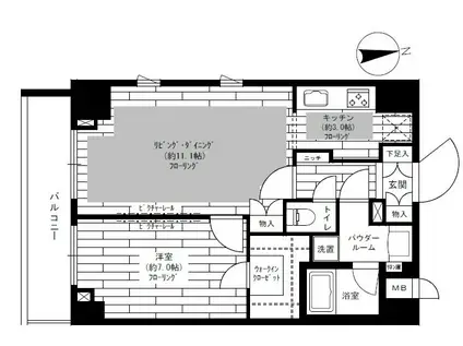 ステージグランデ上野松が谷(1LDK/10階)の間取り写真