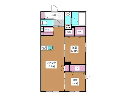 ラ ケイム(2LDK/1階)の間取り写真