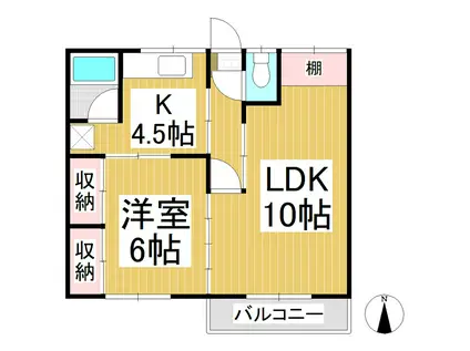 国分コーポ(2K/2階)の間取り写真