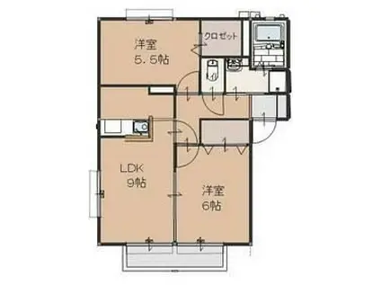 ファミーリェII(2LDK/2階)の間取り写真