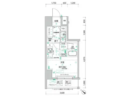 スパシエ横浜アルト(ワンルーム/10階)の間取り写真