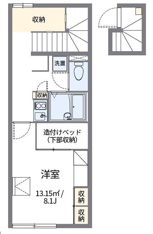 グリーンサイトB棟(1K/2階)の間取り写真