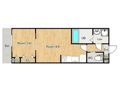 ジーメゾン松戸六実ディア(1LDK/1階)の間取り写真