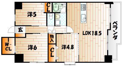 シュライン妙見レジデンス(3LDK/13階)の間取り写真