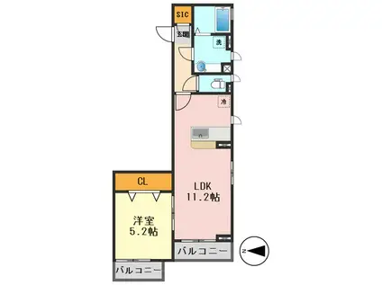 ステラカーサ(1LDK/3階)の間取り写真