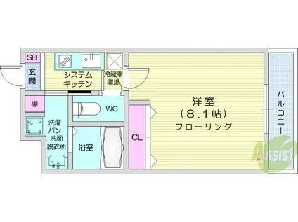 プレシャス川内(1K/4階)の間取り写真