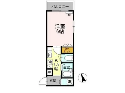 ヒルズ吉祥寺(1K/1階)の間取り写真