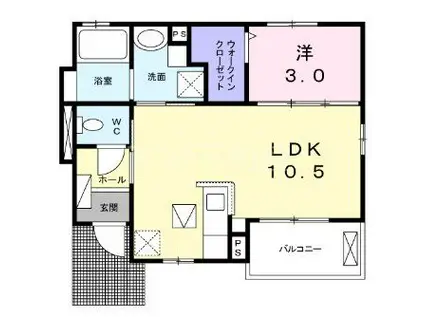 ジークアクス(1LDK/1階)の間取り写真