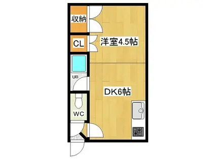 コーポ宝(1DK/1階)の間取り写真