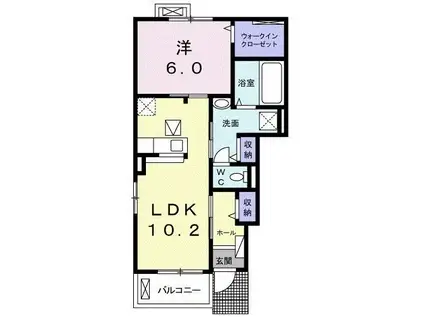 アパパネIII(1LDK/1階)の間取り写真