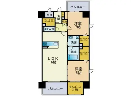 ラ・シルフィード博多駅南(2LDK/3階)の間取り写真