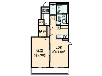 NOAH瑞穂(1LDK/1階)の間取り写真