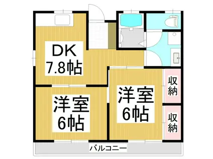 ラベンダー96(2DK/2階)の間取り写真