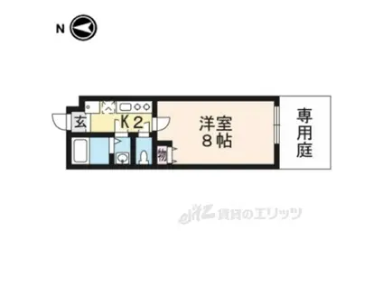 フラッティ千本二本松町(1K/1階)の間取り写真