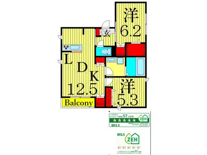 LE LALLURE(2LDK/2階)の間取り写真