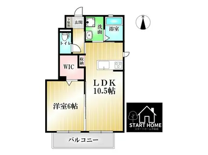 クレストコート(1LDK/1階)の間取り写真