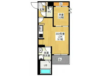 REGALEST LA NOBLE(1LDK/3階)の間取り写真