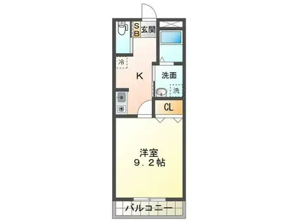シティライフ三日市(1K/2階)の間取り写真