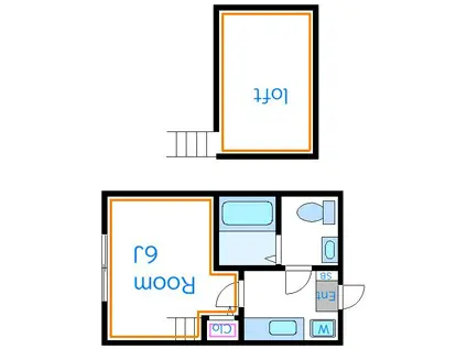 コンパートメントハウス西新井(1K/2階)の間取り写真