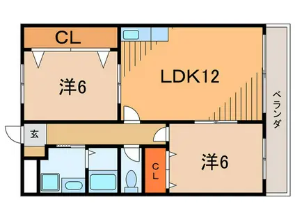 アーバンステージ小林(2LDK/3階)の間取り写真
