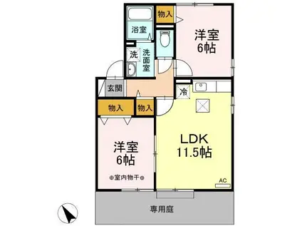 エクセレンテマシューB(2LDK/1階)の間取り写真