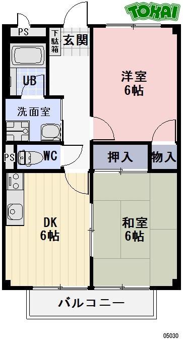 センティヴェール(2DK/1階)の間取り写真