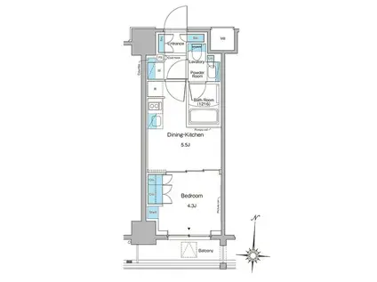 ルフォンプログレ菊川(1DK/9階)の間取り写真