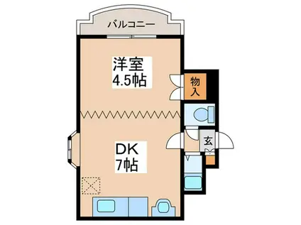 CRYSTAL(1DK/4階)の間取り写真