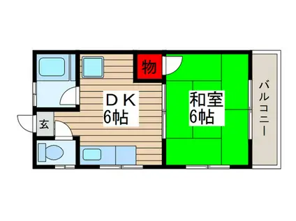 土田ハイツ(1DK/2階)の間取り写真