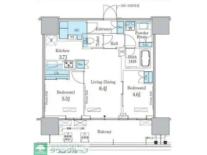 HARUMI FLAG PORT VILLAGE B棟(2LDK/2階)の間取り写真