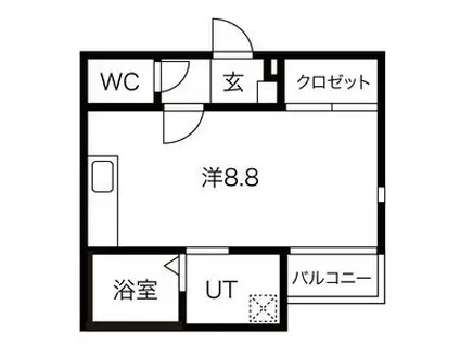 GRANDTIC ROOMS 白金(ワンルーム/1階)の間取り写真