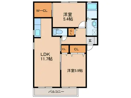 MASTTOWN愛野II(2LDK/2階)の間取り写真