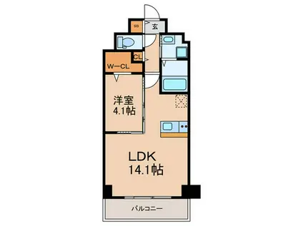 博多グランドレジデンス(1LDK/6階)の間取り写真