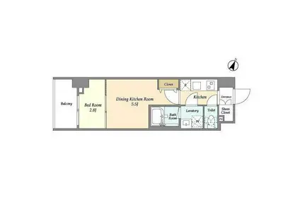 KDXレジデンス本蓮沼(1DK/13階)の間取り写真