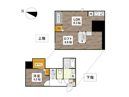 ADCパピーズ大津郵便局(1LDK/1階)の間取り写真