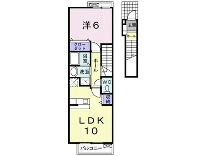 シルティスB(1LDK/2階)の間取り写真