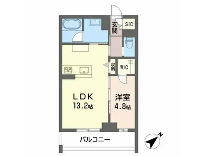 CLASSEUM連坊III(1LDK/4階)の間取り写真