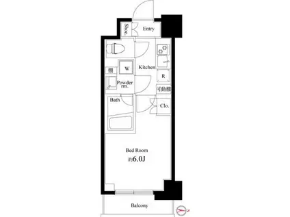 ハーモニーレジデンス武蔵小杉002(1K/6階)の間取り写真