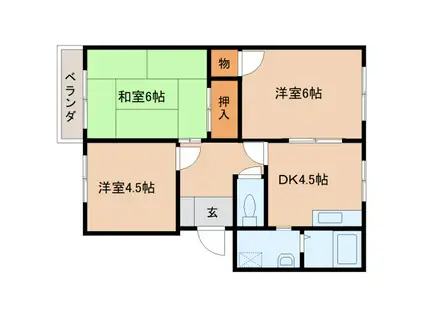 ボナール高塚台B棟(3K/1階)の間取り写真