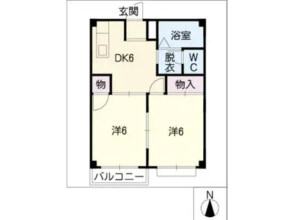 エスポアール21B(2DK/2階)の間取り写真