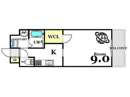ロアール南竹屋(1K/2階)の間取り写真