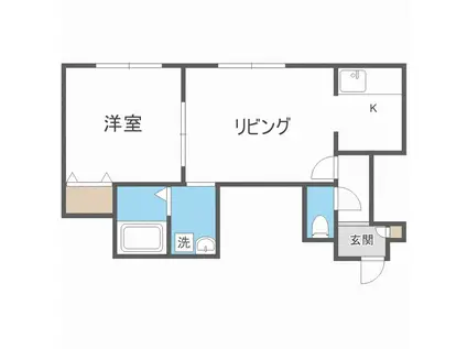 プライブコート(1LDK/2階)の間取り写真