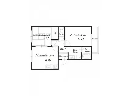 フォレストリバー(2DK/1階)の間取り写真